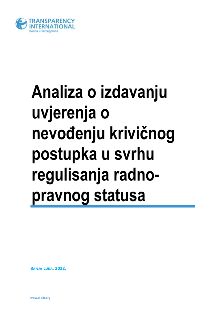 Analiza O Izdavanju Uvjerenja O Nevođenju Krivičnog Postupka U Svrhu ...